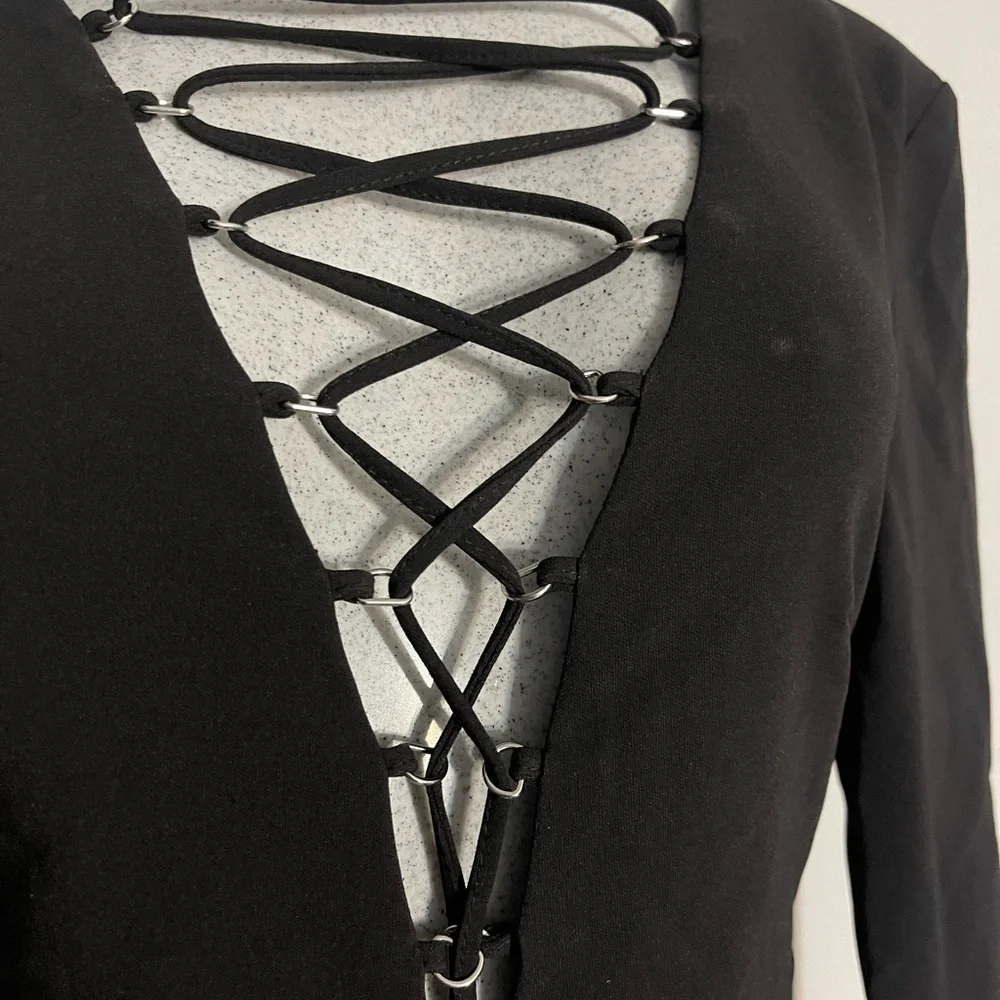 Zara Black Lace-Up Bodysuit - Picture 3 of 3